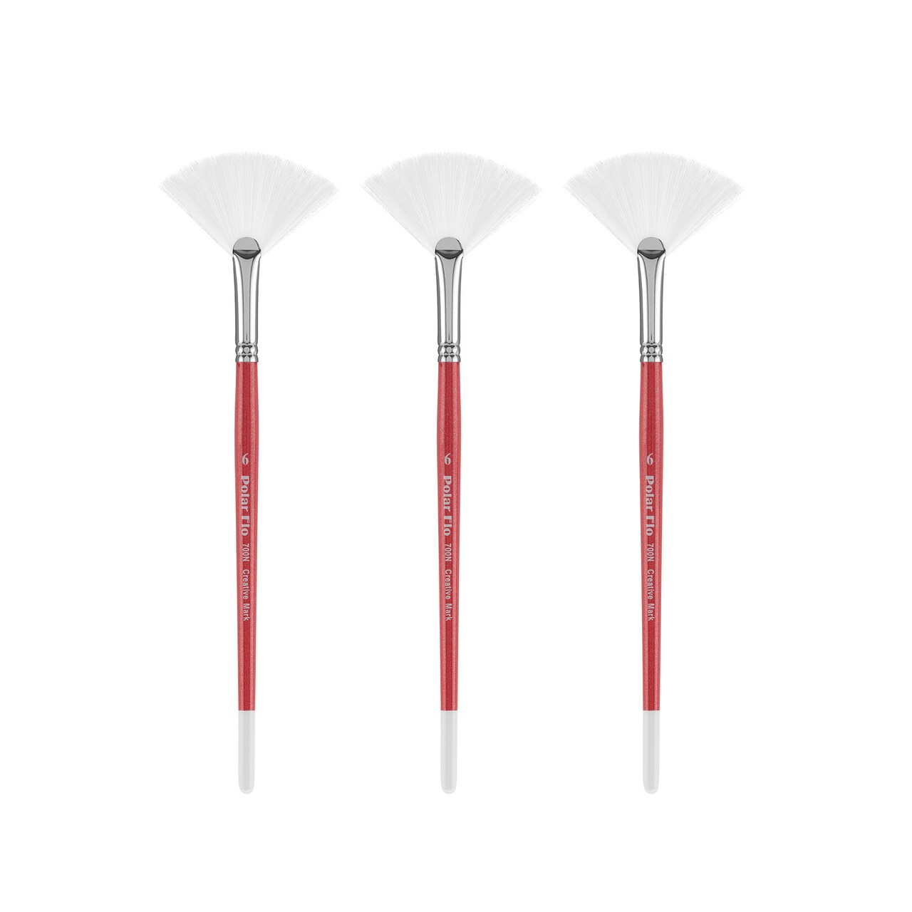 Creative Mark Polar Flo Professional Watercolor Brushes - Fan Assorted Size - Short Handle, Nickel-Plated Seamless Brass Ferrule - Art Paint Brushes for Acrylic Painting, Watercolor, Gouache, and More